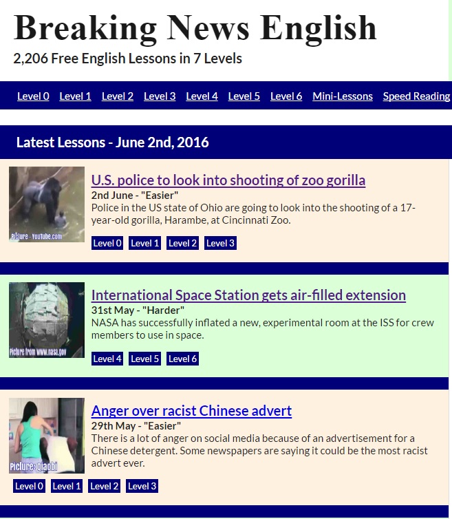 無料英語学習サイトの「Breaking News English」 公式ブログオンライン英会話の大人の英会話倶楽部
